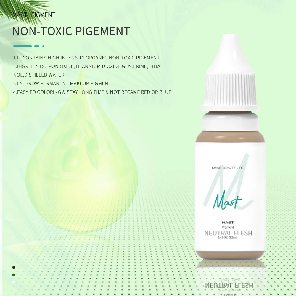 Mast Tattoo 0.41oz/12ml Plant Ink for Eyebrow Eyeliner Microblading Pigment Ink for Permanent Makeup Tattoo Supply