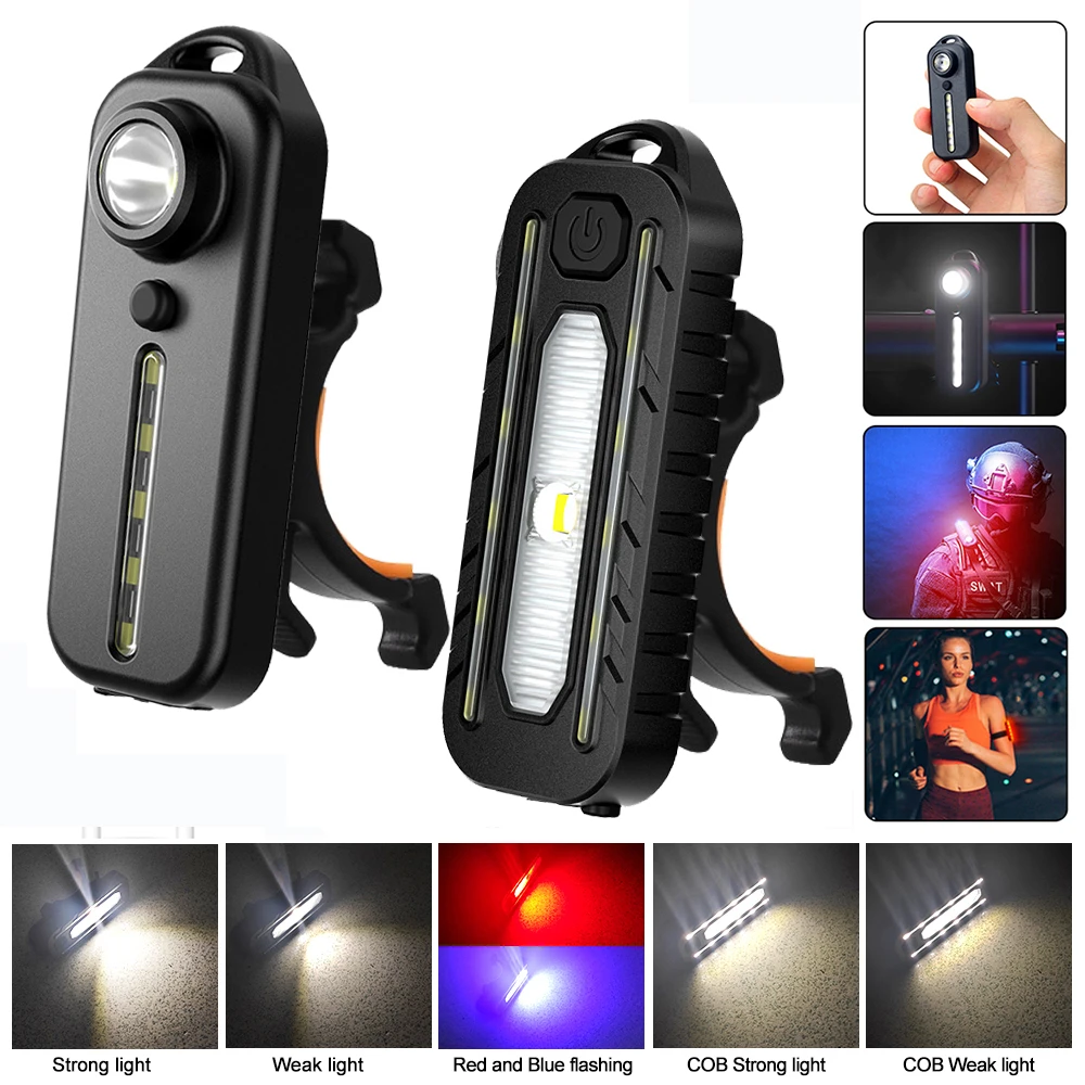 Mini lampe arrière de vélo USB rouge et bleu, lampe de police, lumière de  nuit, clip de sécurité initié, lampe à iode, feu arrière de vélo, éclairage  de casque