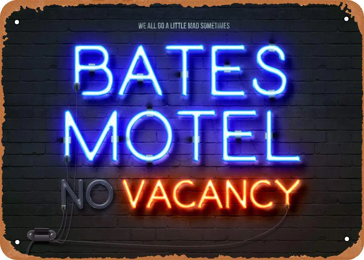 

Неоновые вывески Bates Motel 8x12 дюймов-винтажная металлическая жестяная вывеска для дома, бара, паба, гаража, декоративные подарки