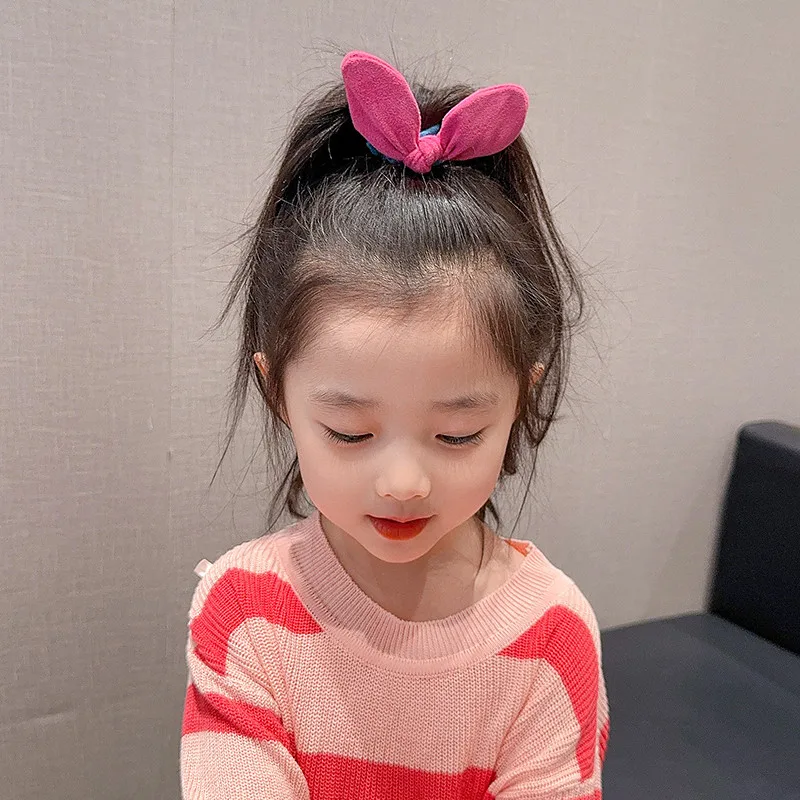 لطيف أرنب الأذن Scrunchies الأطفال الفتيات هدية مرونة الشعر الأربطة المطاطية اكسسوارات التعادل الشعر الدائري حبل غطاء الرأس أغطية الرأس