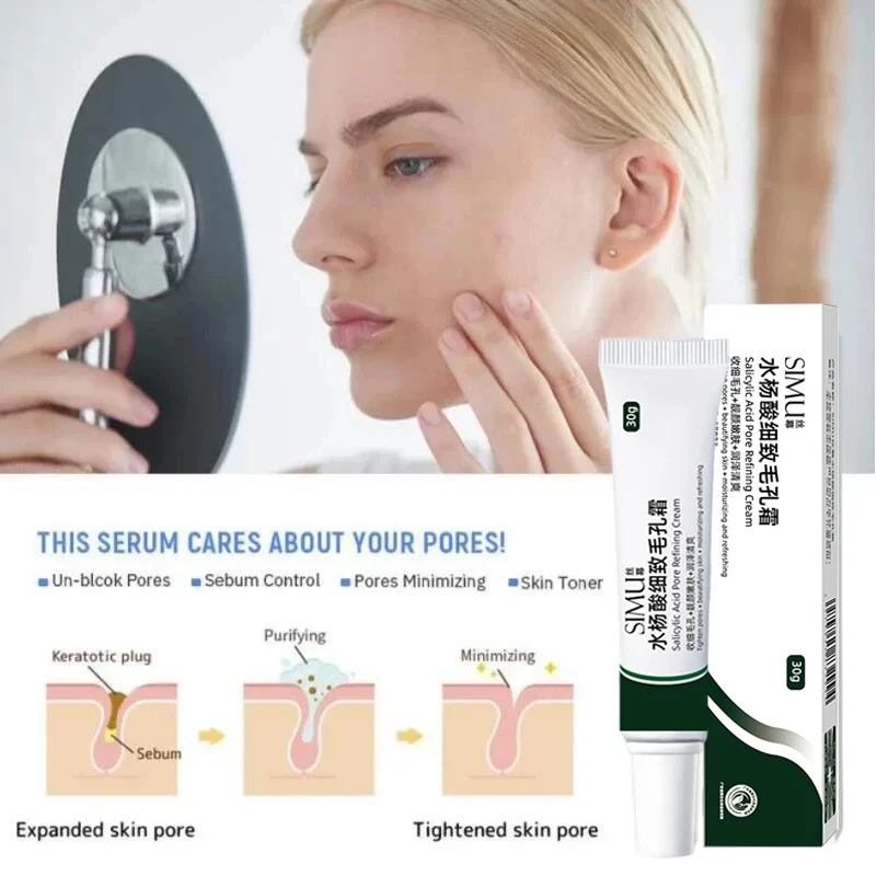 Hot Salicylic Acid Pore Shrinking Cream Quick Remove Blackehead Moisturizing Firming Smooth Face Skin Women Korean Care Product