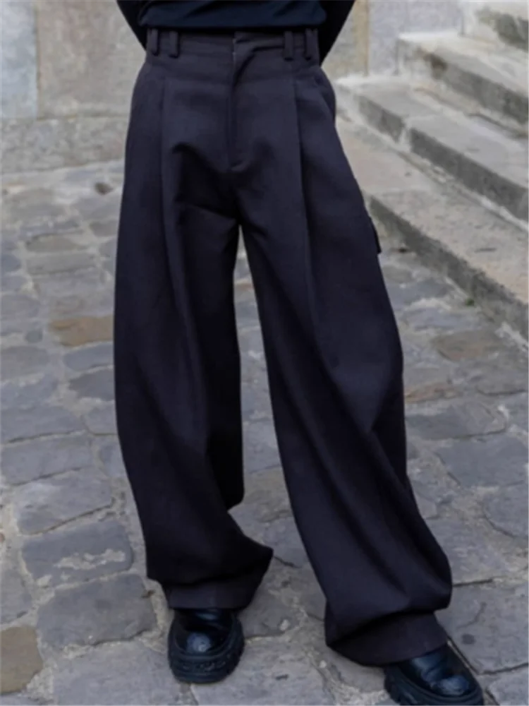 2023 Spring and autumn new loose pants male design sense of sag loose wide leg trousers casual straight leg trousers