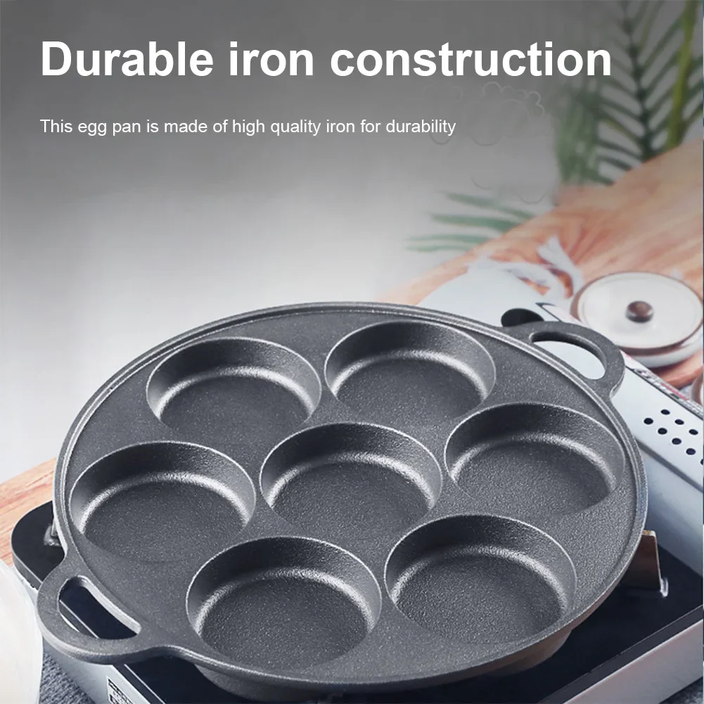 3-7Hole Frying Pot Cast Iron Skillet Omelet Pan Non-Stick Egg Pancake Steak Pan Kitchen Cooking Ham Breakfast Maker Cookware