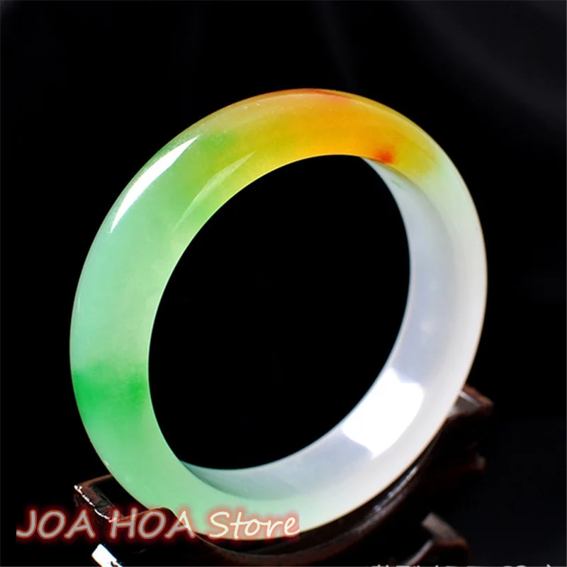 Tricolor Jades Bangles Jadeite Bracelet Women Fine Jewelry Accessories Real Certified Burma Jade-Bangle Handring Hand-hewelry