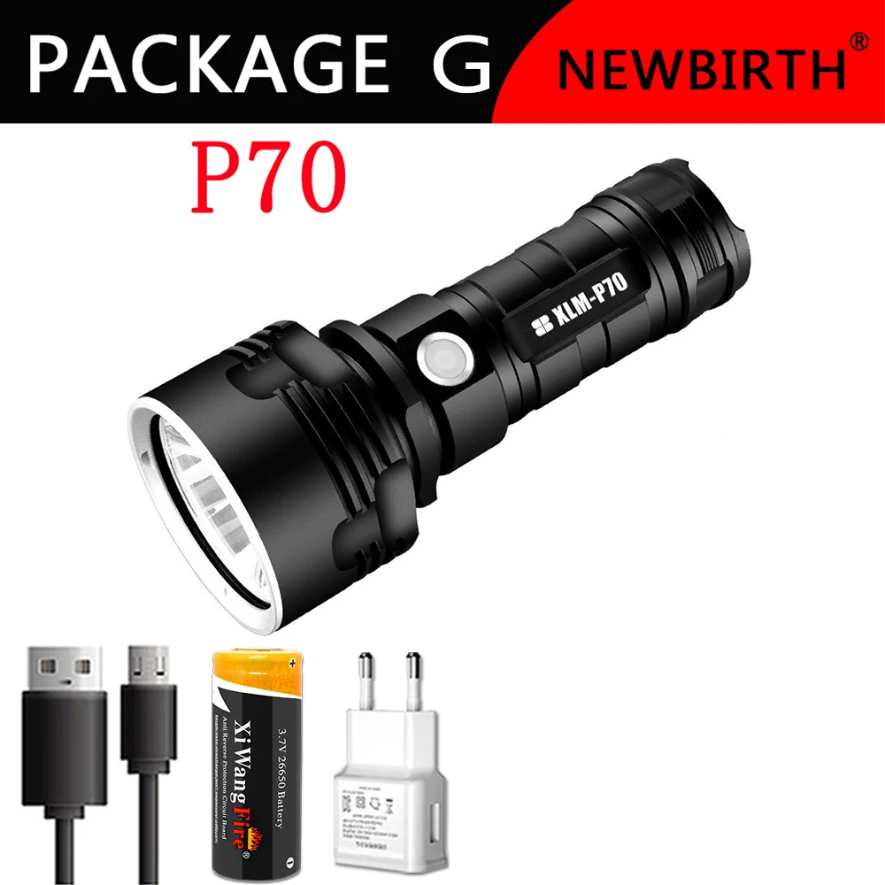 powerful led torch High Power Super Bright Led Flashlight P70 Camping Light USB Rechargeable Flashlight Waterproof Light 26650 Battery Flashlight brightest led torch Flashlights