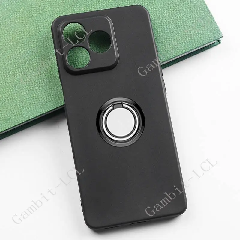 Enhanced Shockproof Silicone TPU Phone Case with Back Ring Holder Bracket - Soft, Durable, and Original Design