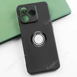 Enhanced Shockproof Silicone TPU Phone Case with Back Ring Holder Bracket - Soft, Durable, and Original Design for Note 18 Ultra (Ring Case Black)