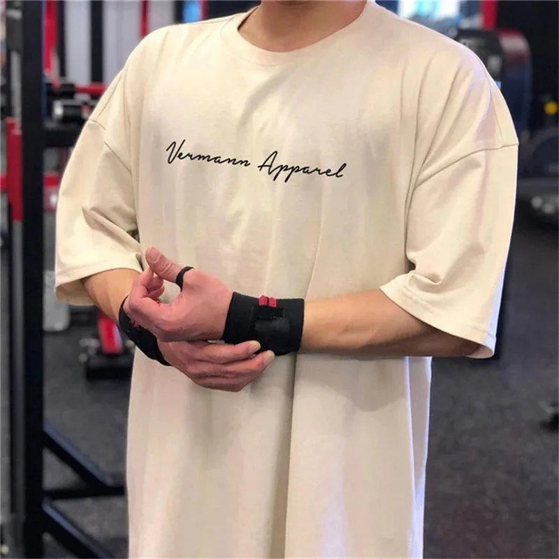 

Men's T-shirt Loose Size Short Sleeve Casual Comfort Cotton Fashion Brand Gym Fitness Top Men's Crewneck Breathable Clothing