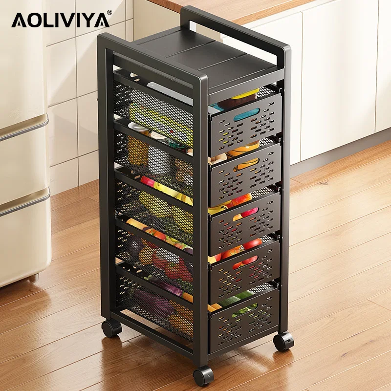 

Кухонная корзина для овощей SH AOLIVIYA без установки, стойка от пола до потолка, многослойная Выдвижная многофункциональная стойка для хранения