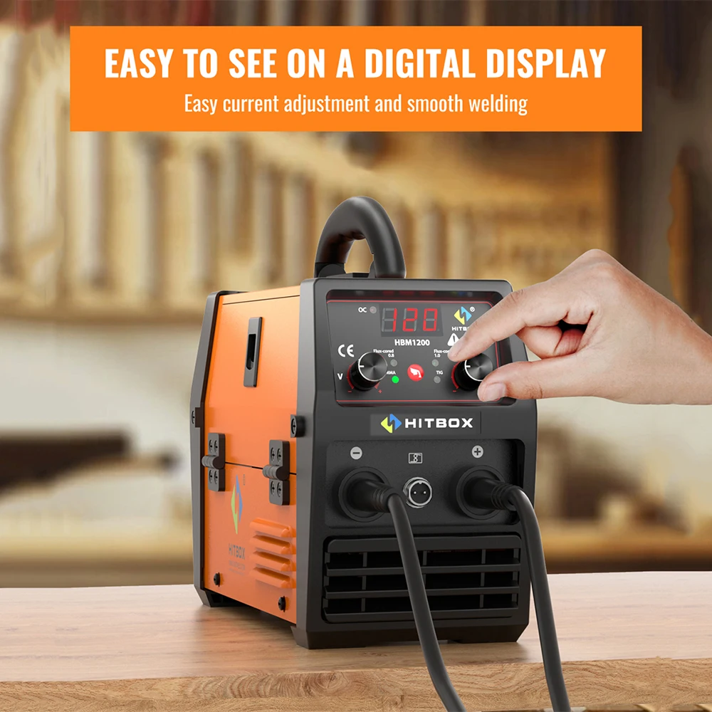 HITBOX Mig Welding Machine Synergy HBM1200 Semi-Automatic 3 in 1 Inverter Tig Argon Arc MIG Gas-Less Soldering Welder 110V 220V 3