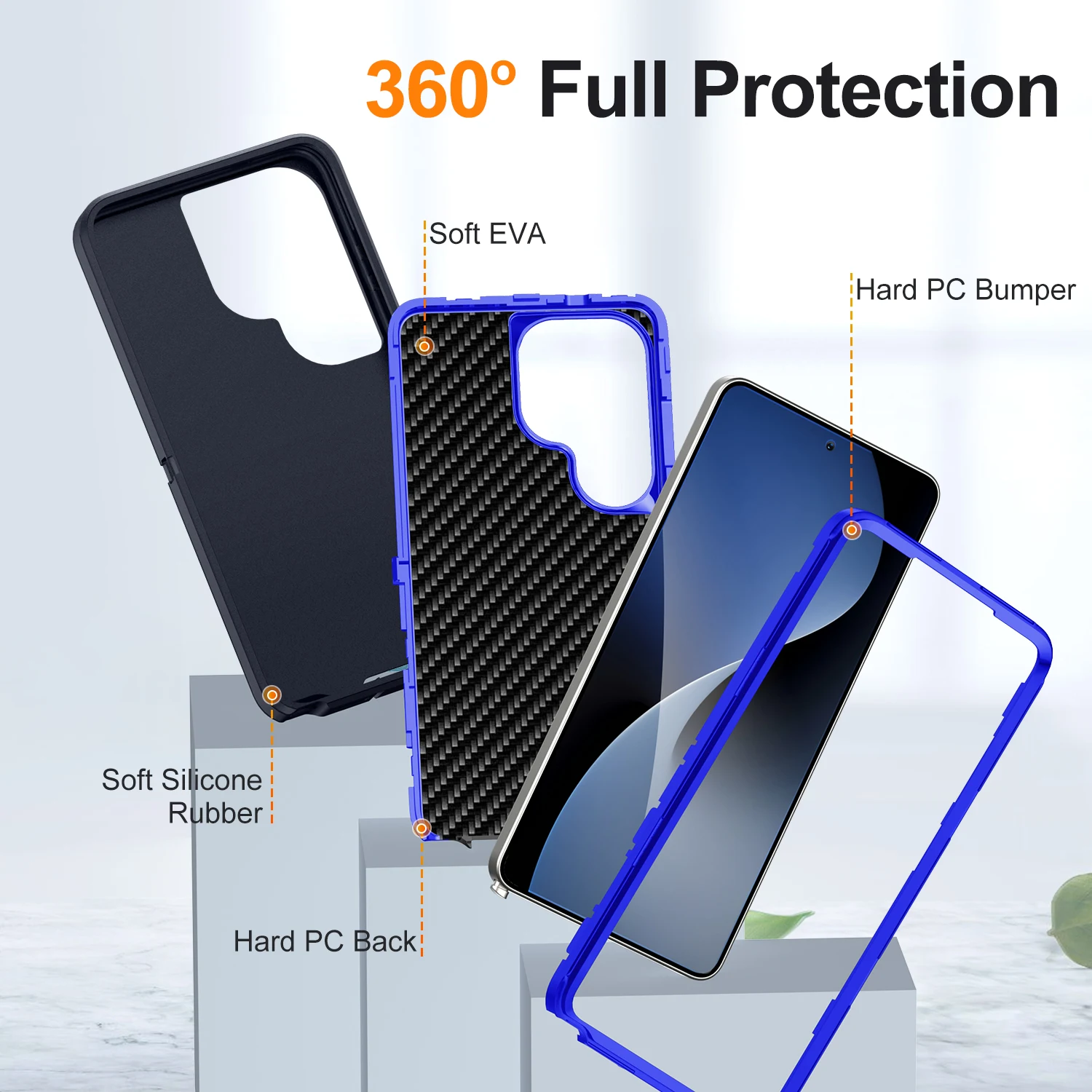 3-in-1 Hybrid Armor Shockproof Rugged Case - Heavy Duty Protection Cover