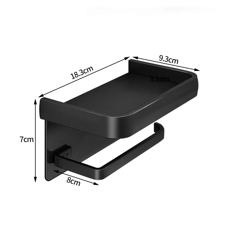 Aluminium Toilet Paper Holder Bathroom Double Tissue Holder Hole-free Shelf Bathroom Kitchen Accessories Black White Grey
