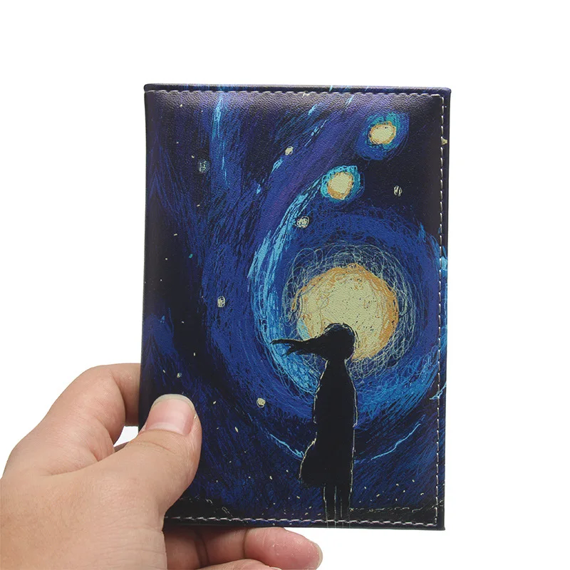 Universe Starry Sky porta passaporto verniciato porta passaporto in PVC da viaggio porta carte d'identità porta carte di credito aziendale