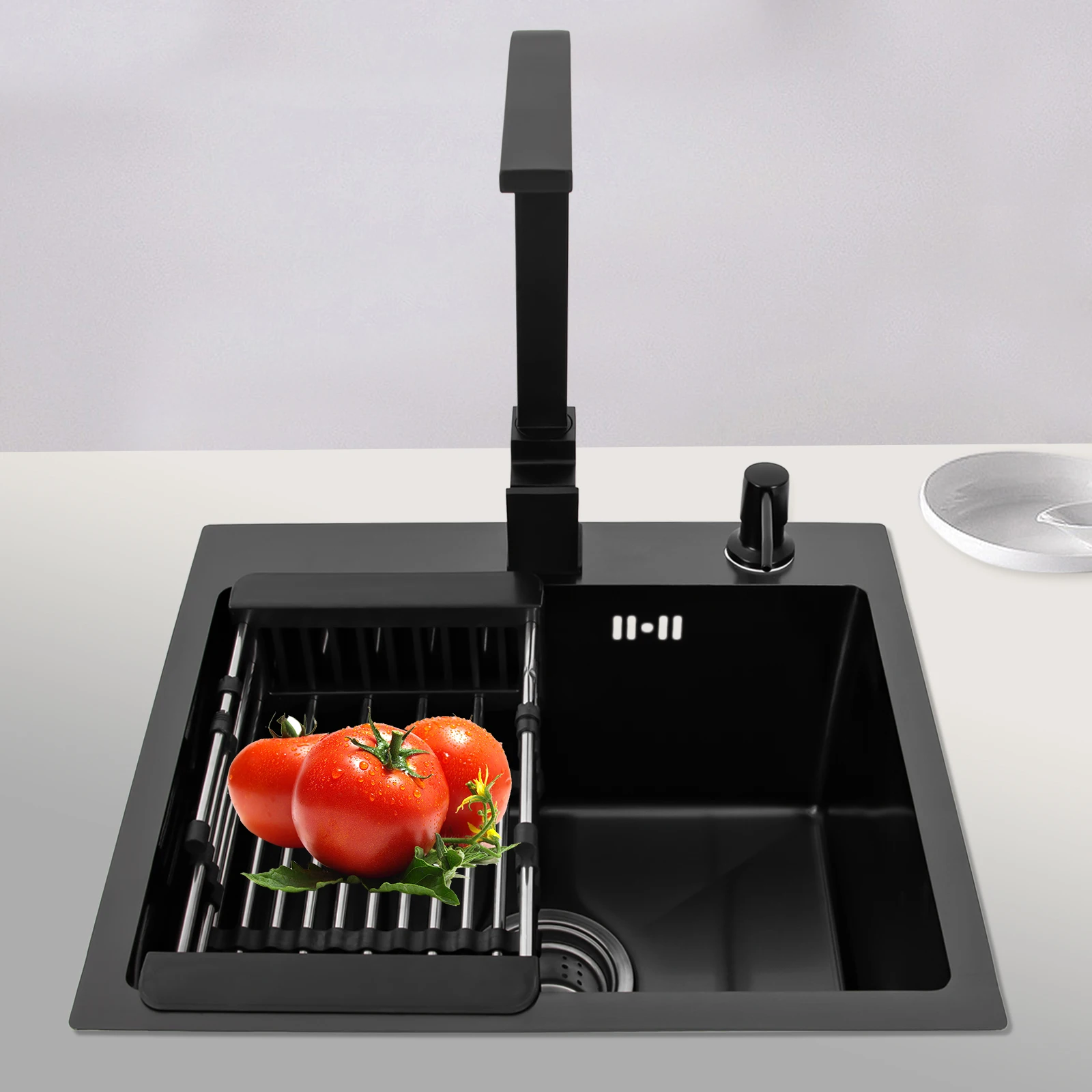 Sink (black) Stainless Steel 40 x 45 cm + Kitchen Tap 360° Swivel