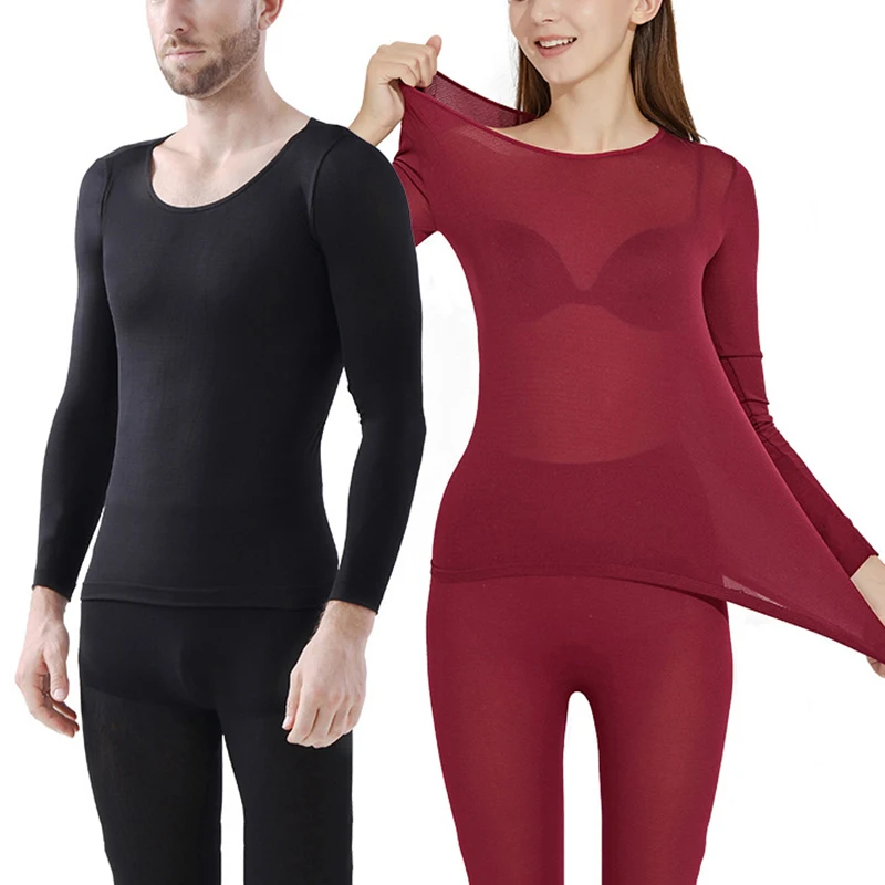 

Elastic Thermal Underwear Men Women Self-Heating Thermal Underwear Set Tops + Trousers 37 Degrees Constant Temperature Soft Slim