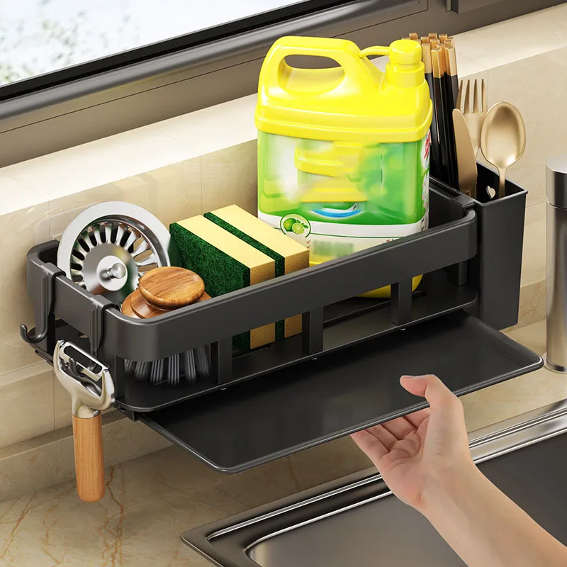 Kitchen Organizer Sponge Storage No Punching Dishcloth Rack Kitchen Organizing Shelf Accessories Organization Wall Home