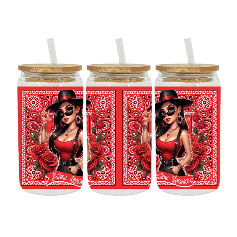 UV DTF Transfer Sticker Little Girl For The 16oz Libbey Glasses Wraps Bottles Cup Can DIY Waterproof Decals D18419