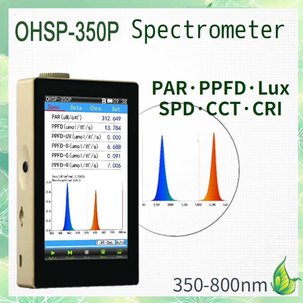 

Спектрометр PAR METER PPFD OHSP-350P HOPOOCOLOR 350-800NM CRI LUX METER