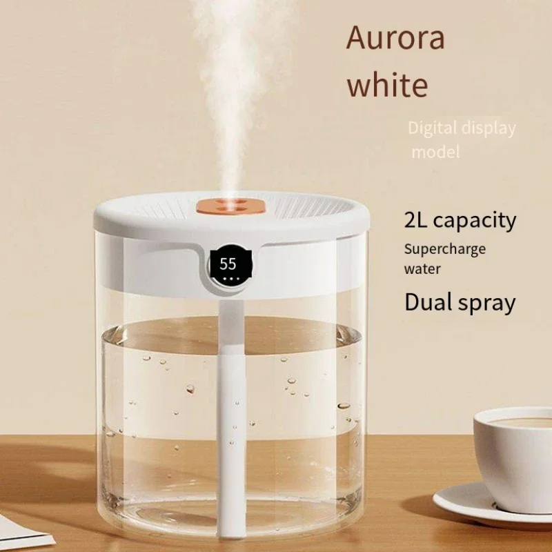 

New 2L Double Spray Air Humidifier Air Purifier Nebulizer USB Large Capacity Home Silent Bedroom Office Digital Humidifier
