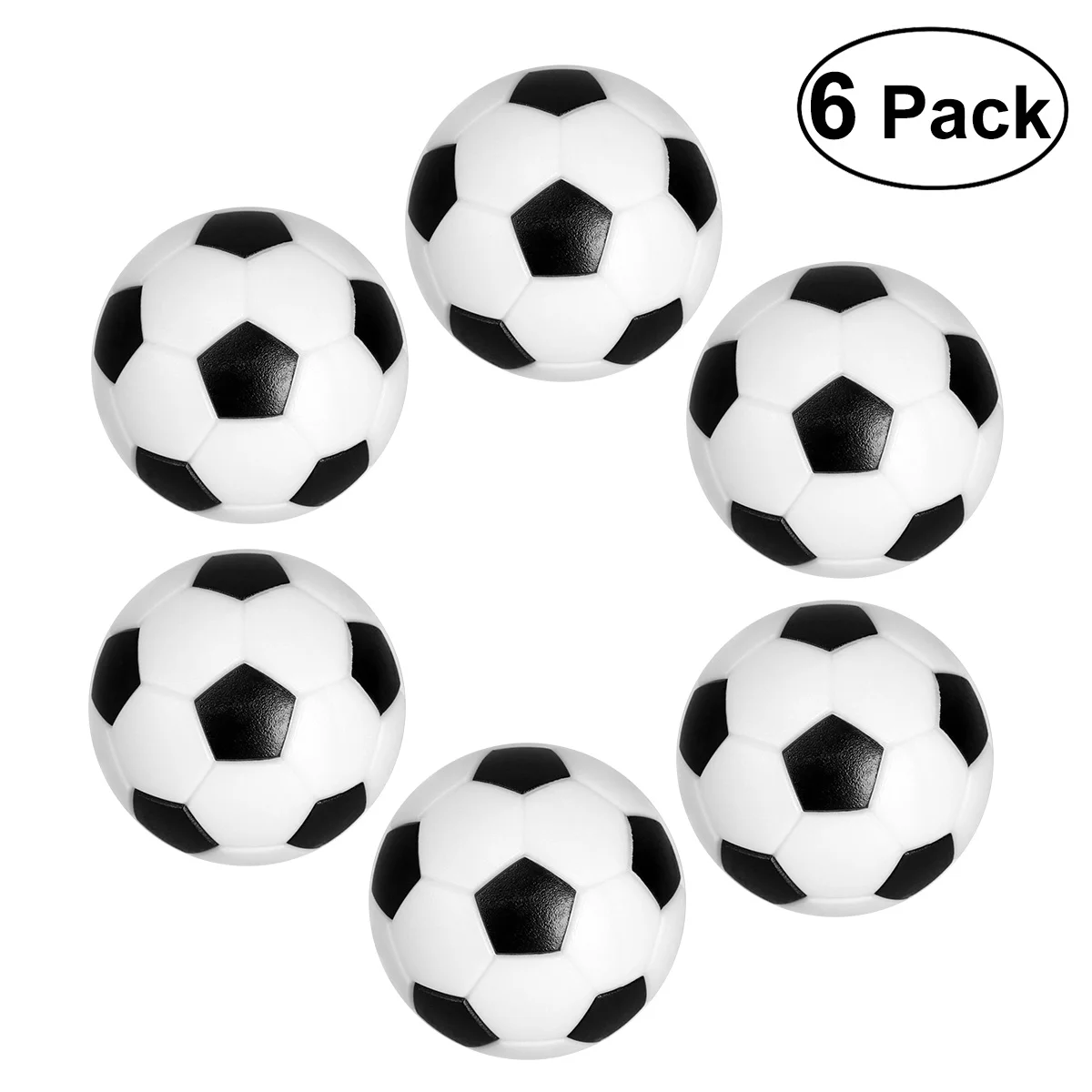 LUOEM 6PCS 32mm Table Kids Soccer Ball Black/White Ball