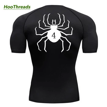Spider Print Compression Shirts for Men Gym Workout Fitness Undershirts Short Sleeve Quick Dry Athletic T-Shirt Tops Sportswear 1
