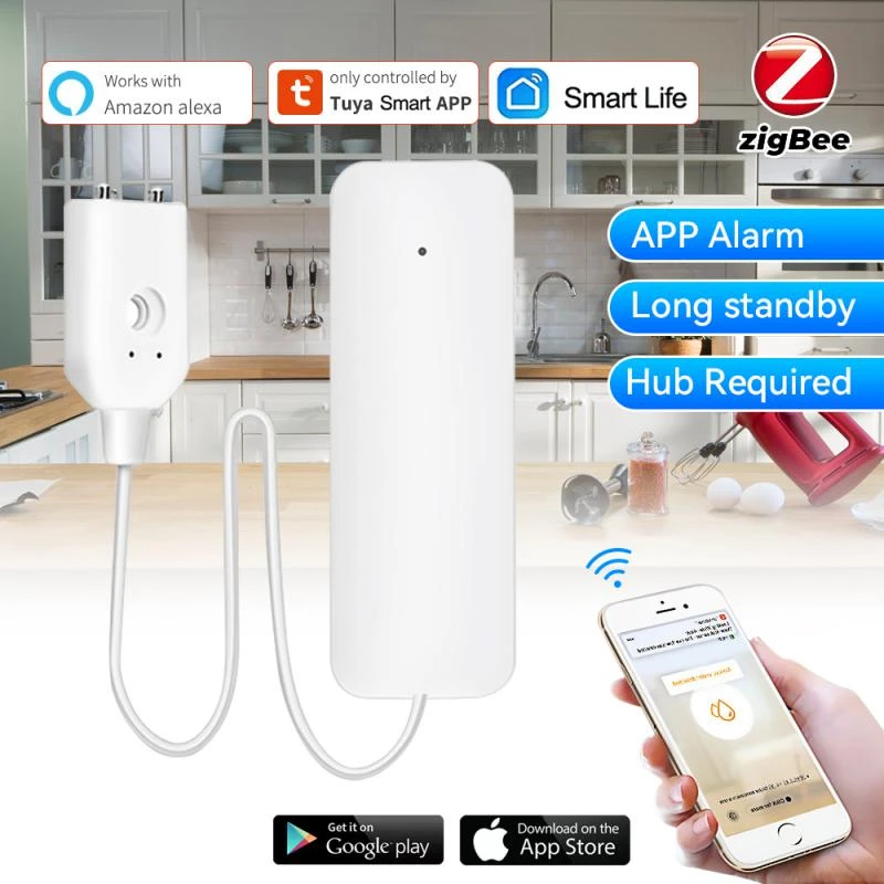 1Pcs Zigbee Tuya Water Sensor Smart Home Smartlife APP Remote