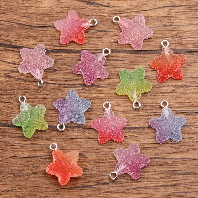 20 Stück Mix Größe Bunte Bärenherzen Charms Harz Cabochons Glitzer Gummibonbons Halskette Schlüsselanhänger Anhänger DIY Herstellung Zubehör – Detail 10