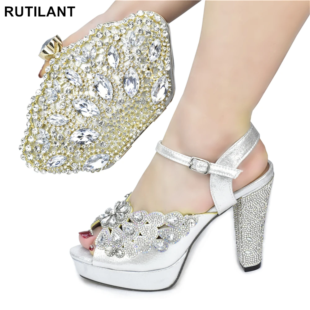 Conjunto de zapatos y bolsos a juego para de boda, novia, zapatos italianos bolso para fiesta, zapatos de lujo, Diseñador|Zapatos de tacón de mujer| - AliExpress