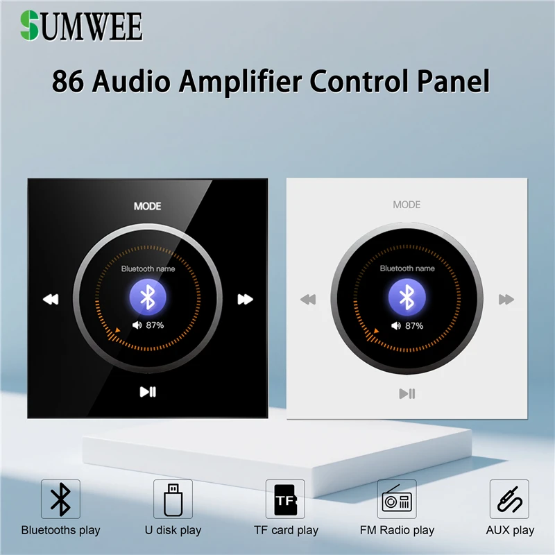 Home bluetooth amplifier smart home audio mini in wall amplifier 86 type FM USB TF music host Ceiling Speaker Audio Panel System 1