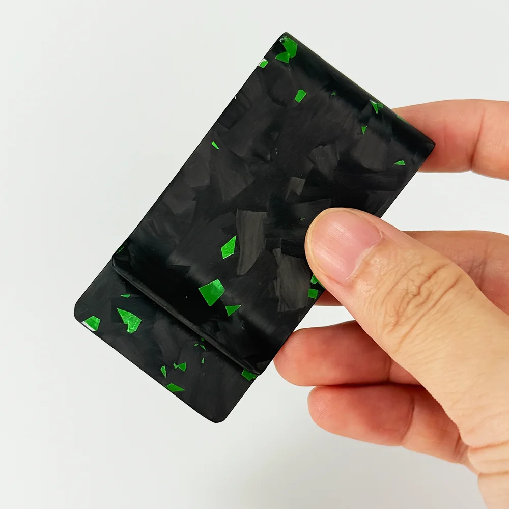 Real Forged Red Gold Green Carbon Fiber Cash Money Clip Slim Credit Card Holder Daily Use