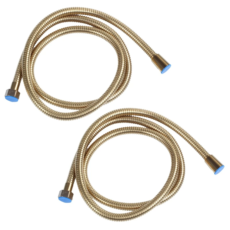 

2X 1.5M Gold Shower Head Hose Long Flexible Stainless Steel Bathroom Water Tube Retail