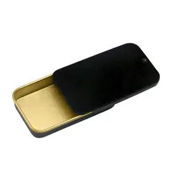 Compact Metal Tin Box for Jewelry, Candy, Coins, and Small Items (Black 60x34x11mm)