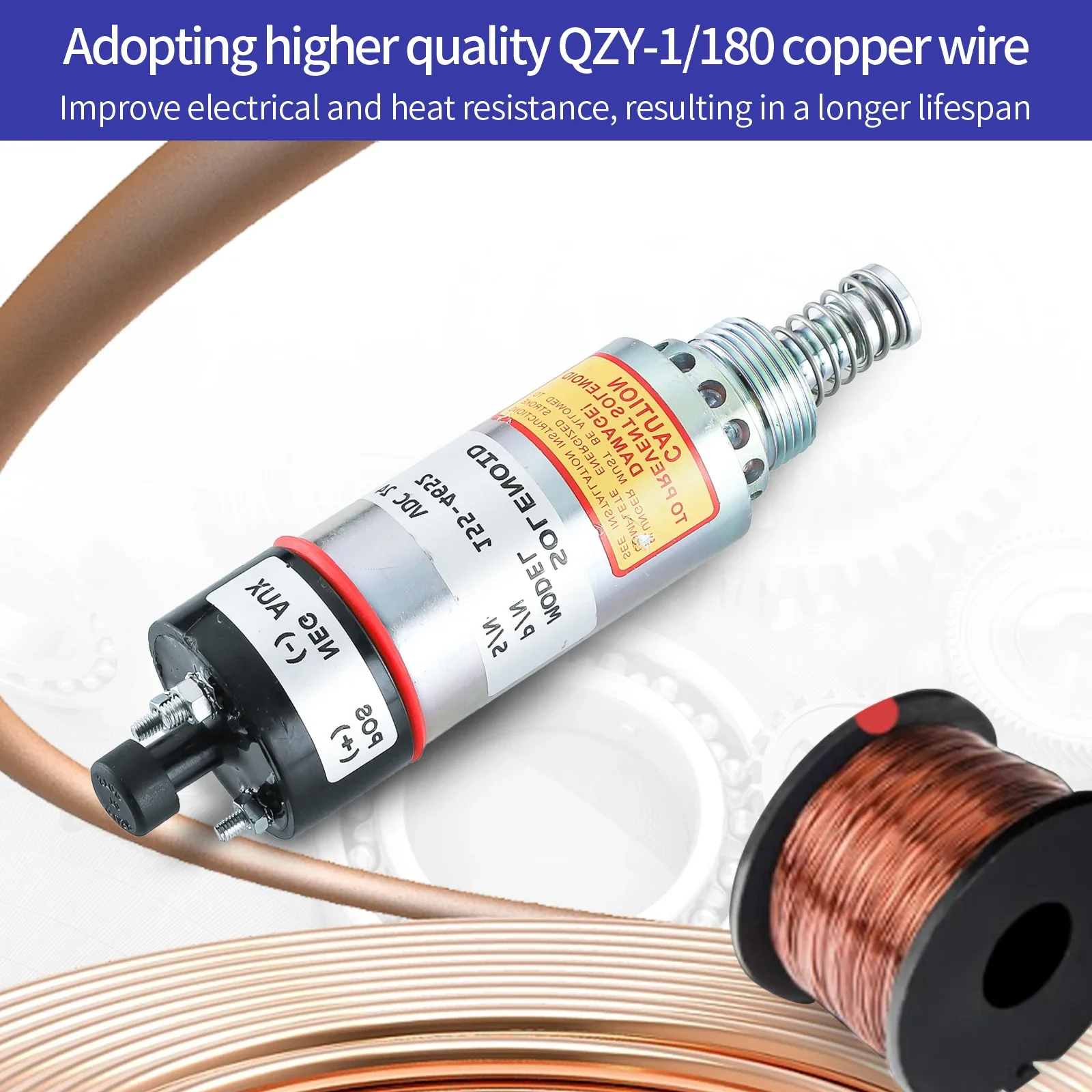 Fuel Shut Off Solenoid 155-4652 8C-3663 for Caterpillar Engine 3114 3116 Excavator E320B E325B E325C E325CL-3 Terminals 24VDC