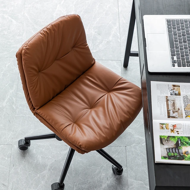 Chaise de bureau en cuir sans accoudoirs sans roues, chaises de