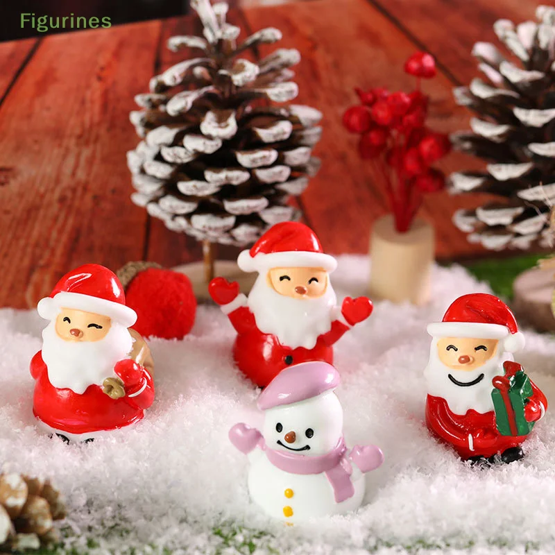 

1Pc Mini Christmas Decoration Santa Claus Christmas Figurines Fairy Garden Decor Snow Landscape Model Ornaments Resin Miniatures