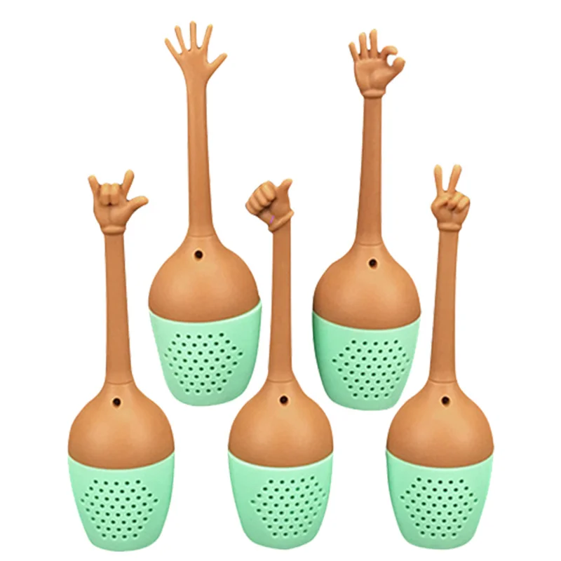 

Funny Hand Gestures Tea Infuser Food Grade Silicone Loose Leaf Herbal Spice Holder Tea Brewing Tools Black Tea Strainer Steeper