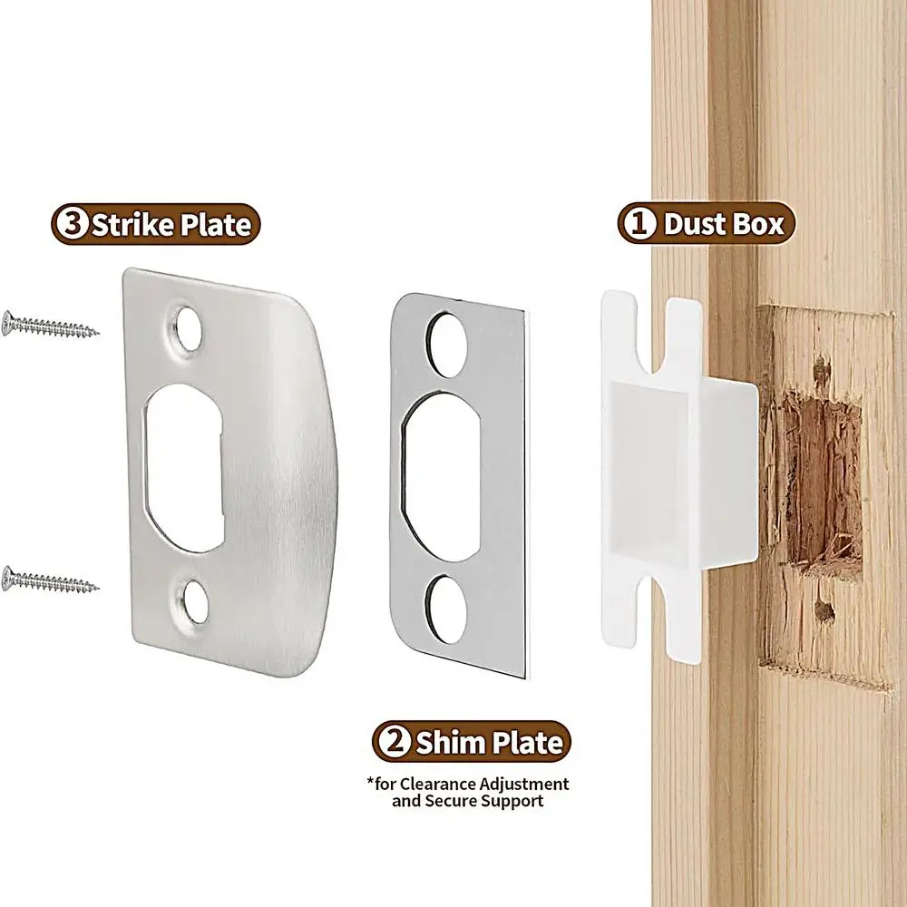 Description Picture 2 of itemStrike Plates For Exterior Doors Steel Door Lock Security Strike Plate Stainless Steel Door Strike Plate With Shims And Wooden
