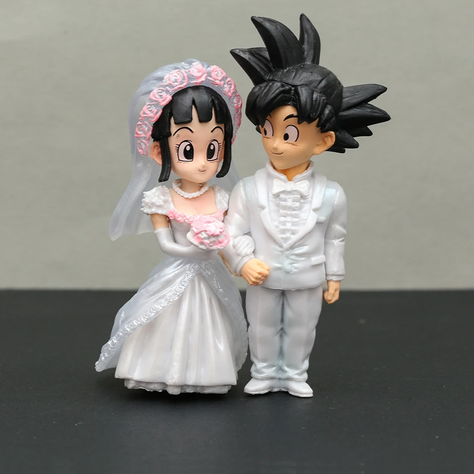 9cm Dragon Ball Z Son Goku & Chichi Wedding LOVE Ver Anime Cartoon