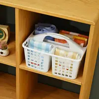 Plastic Shower Caddy Basket with Compartments, Portable Divided Cleaning Supply Storage Organizer with Handle for Dorm Bathroom 3