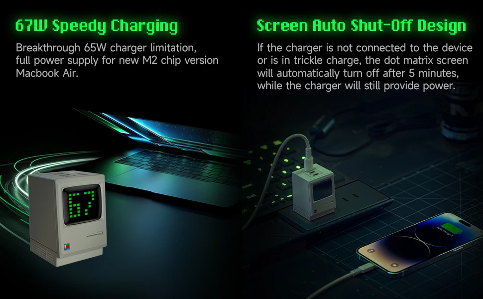 Shargeek Retro 67 GaN Charger With Power Display description image 3