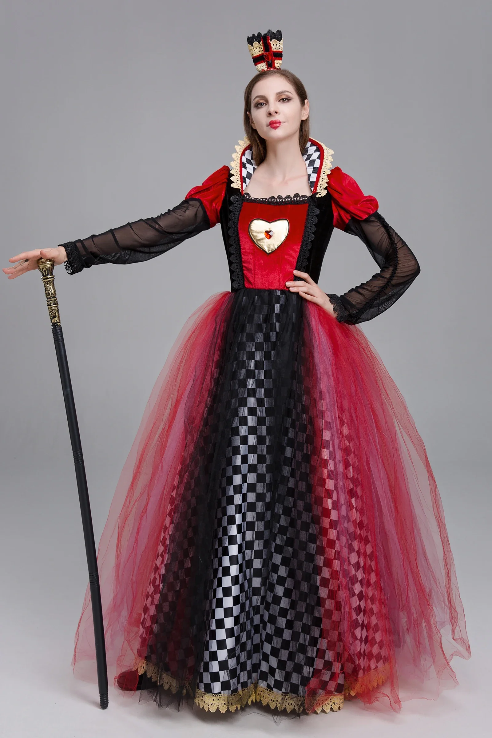 Halloween Alice nel paese delle meraviglie Red Queen of Hearts Costume di  carnevale Stage Performance Princess Cosplay vestito operato genitore-figlio