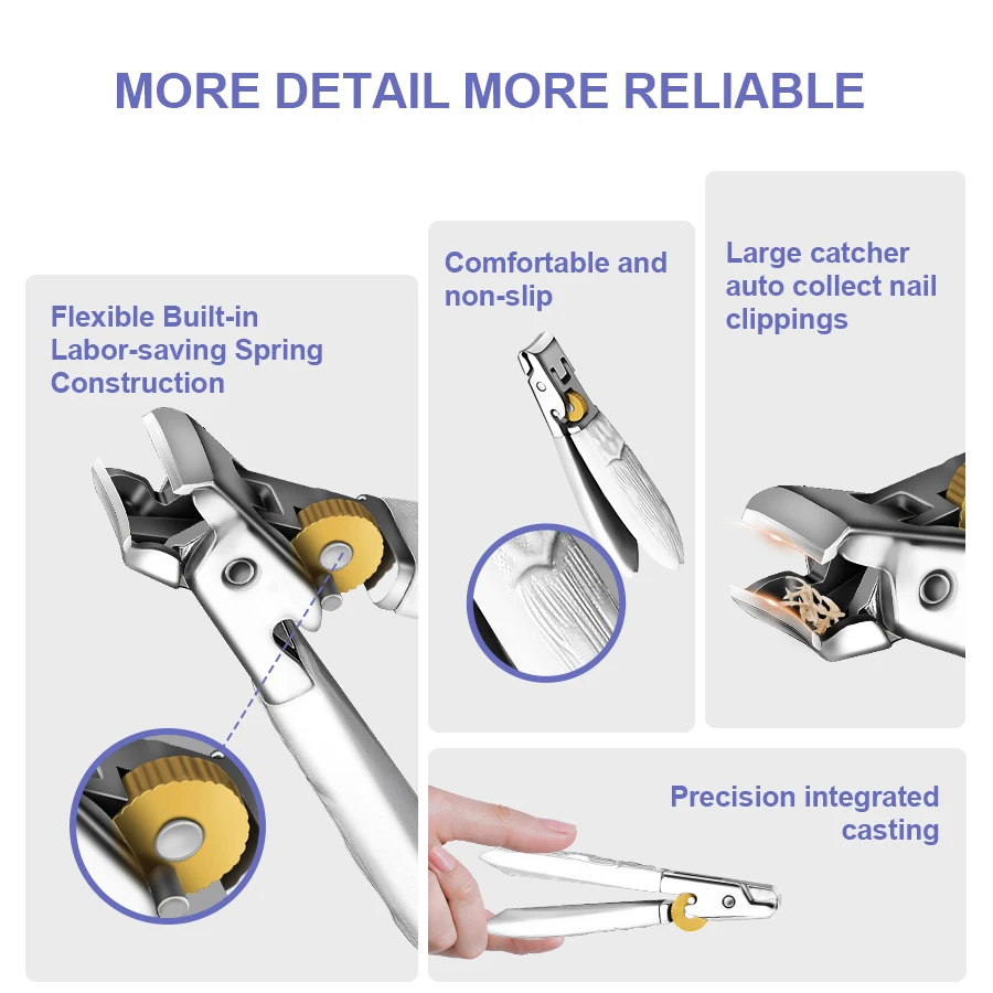 Self-locking Ultra Sharp Nail Clipper Sturdy Fingernail and Toenail Clipper Cutters for Trimming & Grooming Spring Construction 5