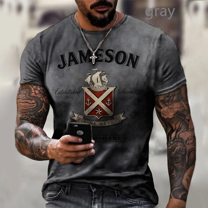 Men's T-shirt Vintage 3D Print Vintage European and American Street Style Short Sleeve T-shirt Men's O-Neck Oversize Top