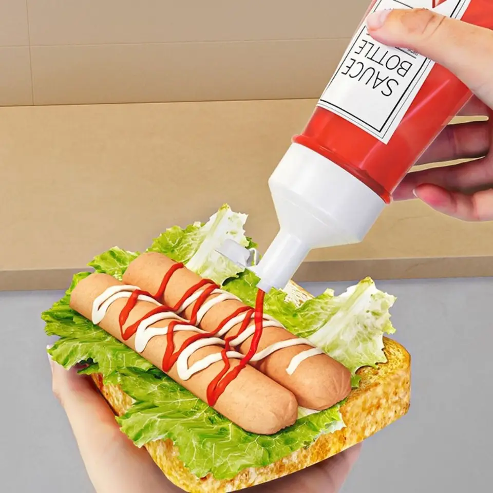 460 ML Bottiglia da Spremere, 10 Pezzi Distributore di Condimenti Bottiglie di Condimento con Cappuccio per Sciroppi Crema Salse Ketchup Barbecue Olio Aceto Accessori da (White