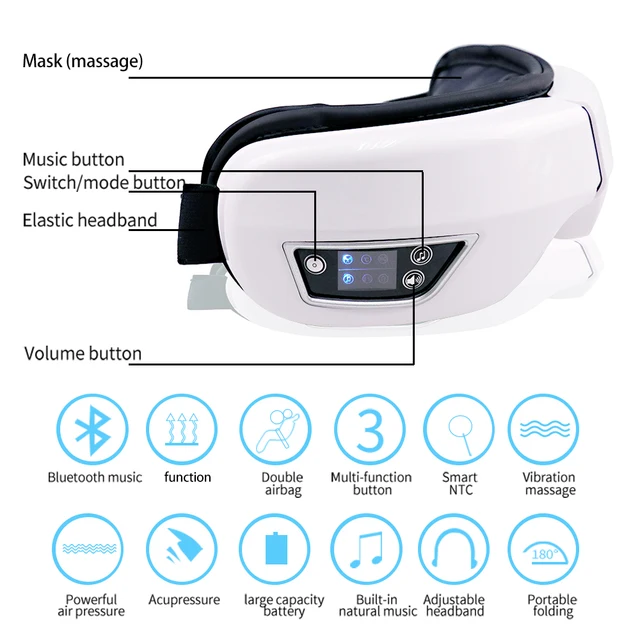 6D Smart Eye Massager Vibration Airbag Compress Eye Care Instrument Bluetooth Music Eye Massage Glasses Eye Relax Fatigue 2