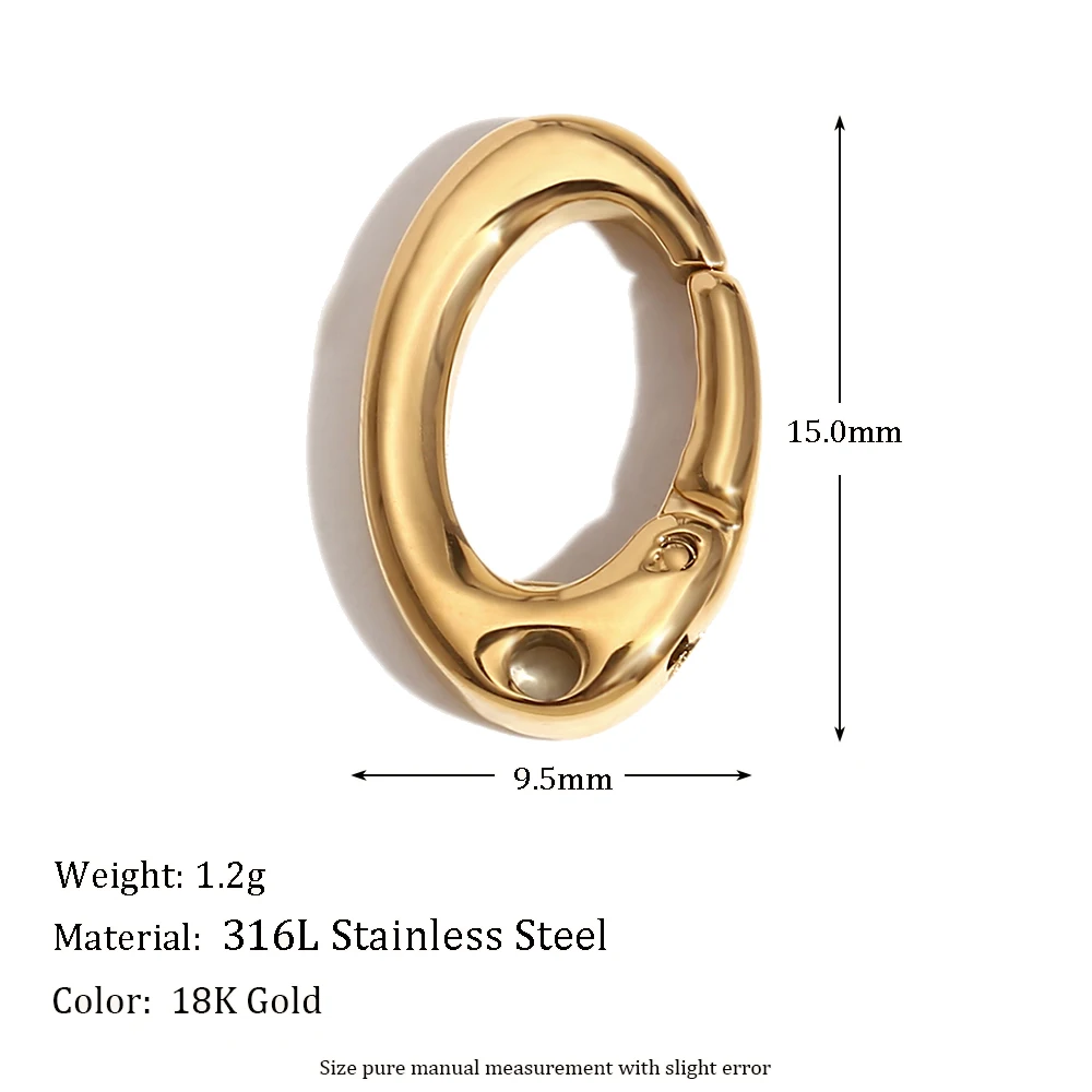 Elegant Round Oval Buckle Pendants - 18k Gold Plated Stainless Steel