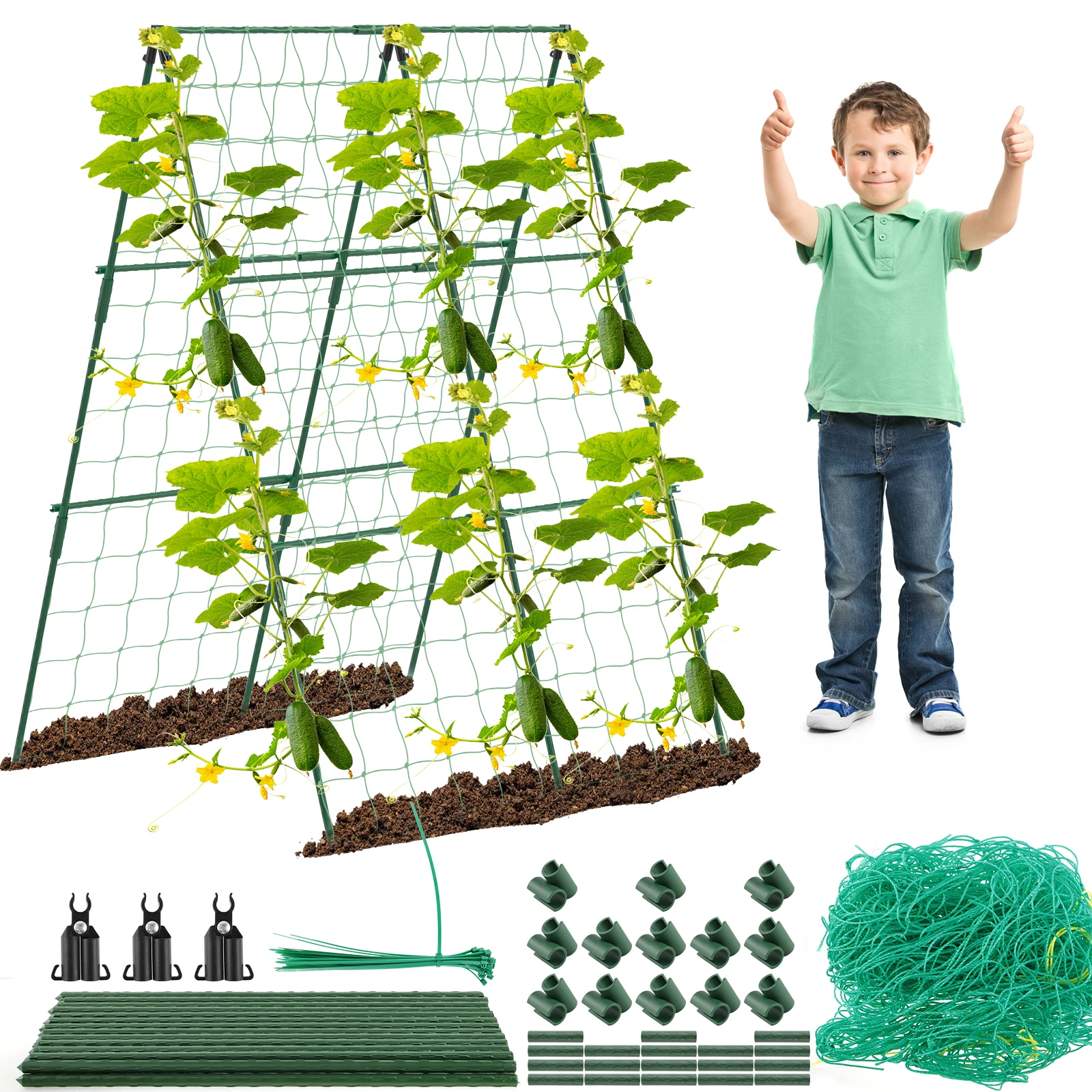 

Cucumber Trellis for Vegetables A Frame Vegetable Trellis with Climbing Net Trellis Clip for Climbing Plants Outdoor