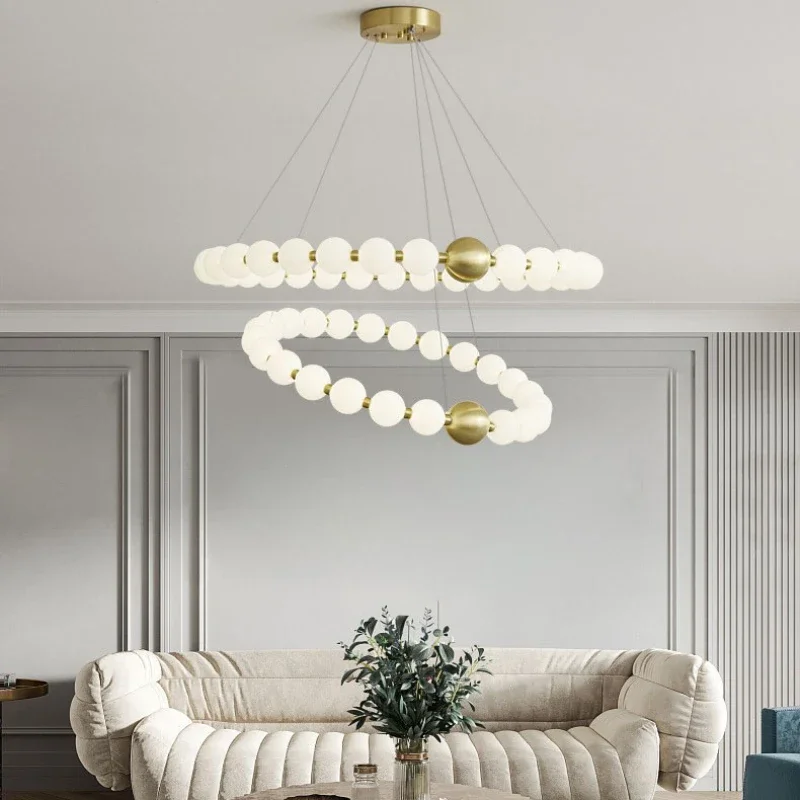 

Nordic Ring Bead Design LED Ceiling Chandelier Dimmable Gold for Dining Living Room Bedroom Bar Pendant Lighting Decor Fixture
