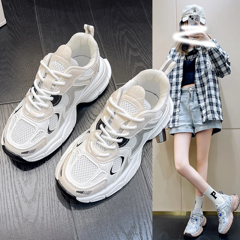 

Spring and Autumn New Fashion Casual Sports Shoes Women's Lightweight and Versatile Thick Sole Breathable Single Shoes