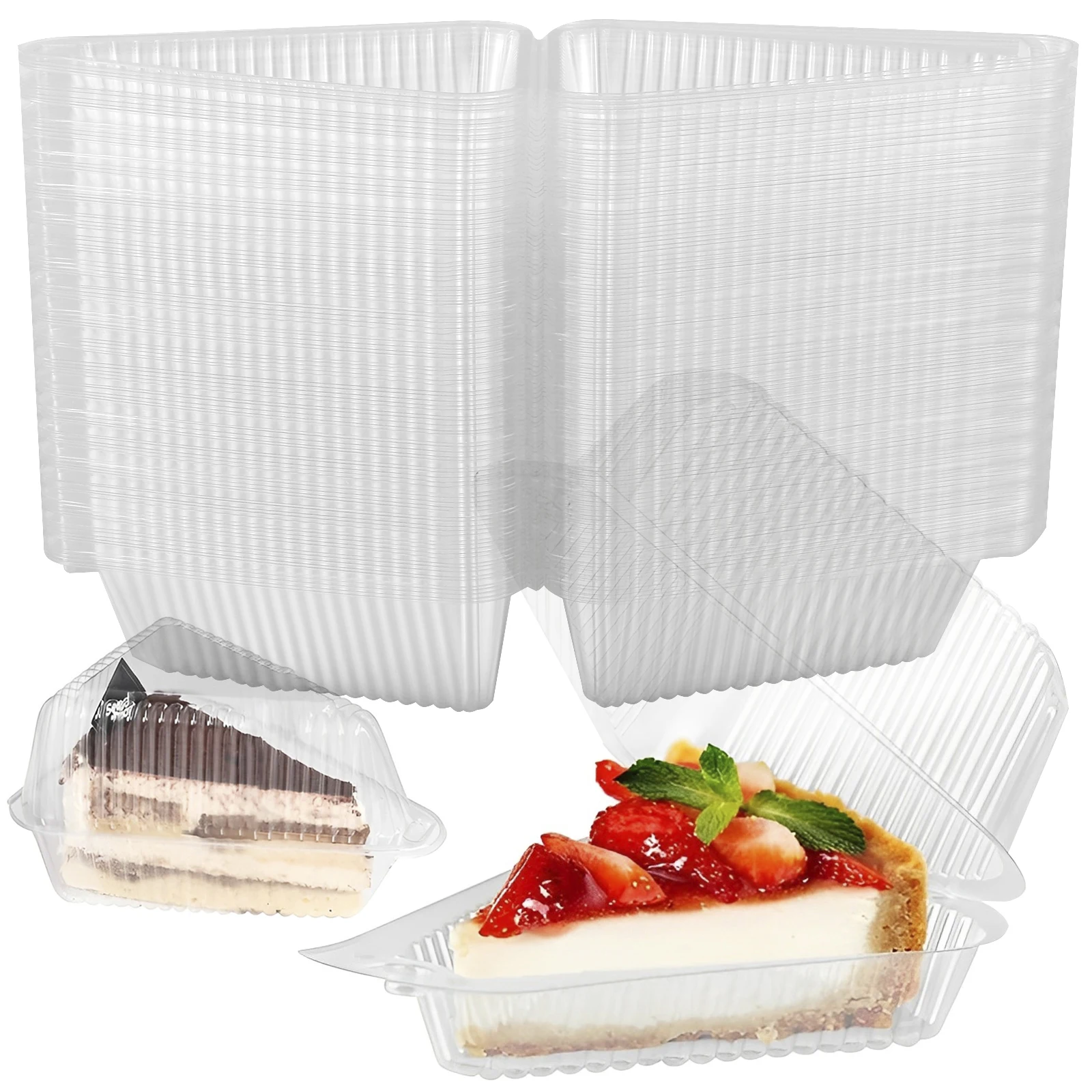 

150Pcs Cake Slice Container Clear Triangle Dessert Box Reusable Food Packing Box Plastic Mousse Cheesecake Take Out Box